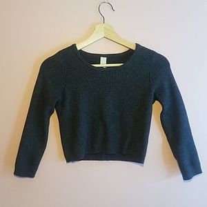 Black Cropped Half-Sleeve Sweater